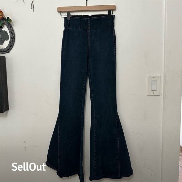 Mumu Blue Pregnancy Women's Blue Flared Bell Bottom Jeans Size S - Picture 2 of 5